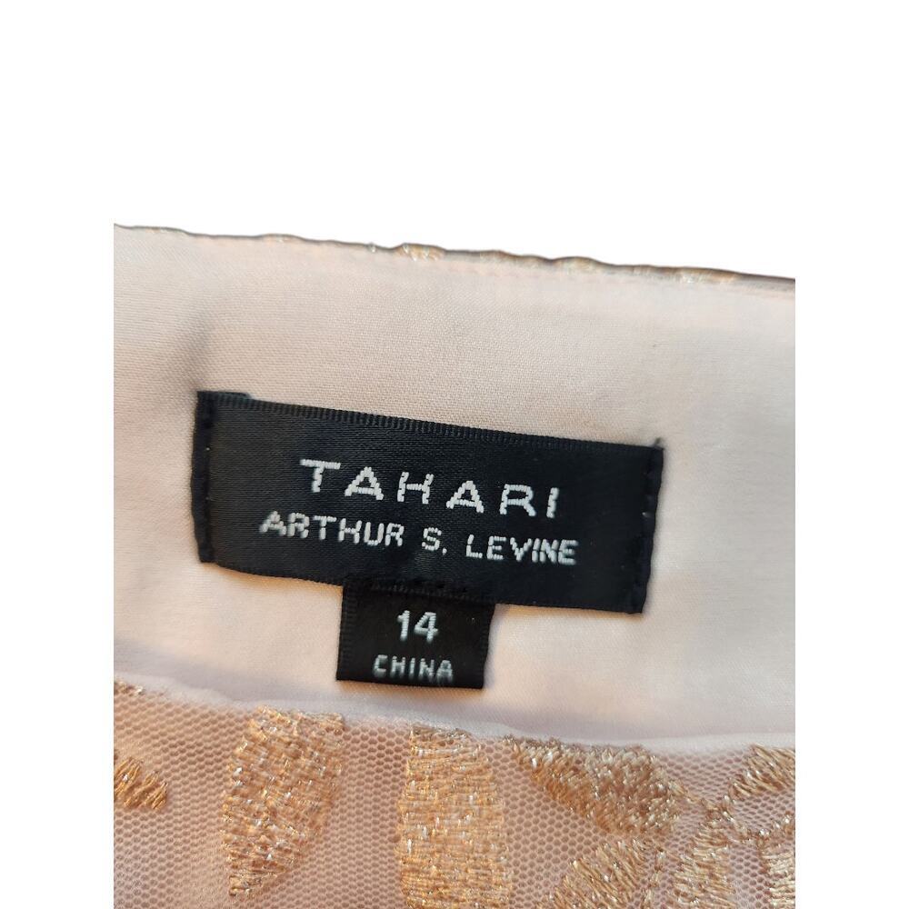 Tahari Arthur S. Levine ASL dress sz 14 pink metallic embroider sheer lined - Picture 3 of 16